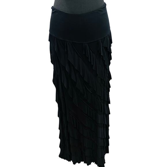 Chelsea & Theodore Maxi Tiered Ruffle Skirt - Black - XL - Picture 2 of 10